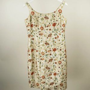 Badgley Mischka Cream Embroidered Sleeveless Dress